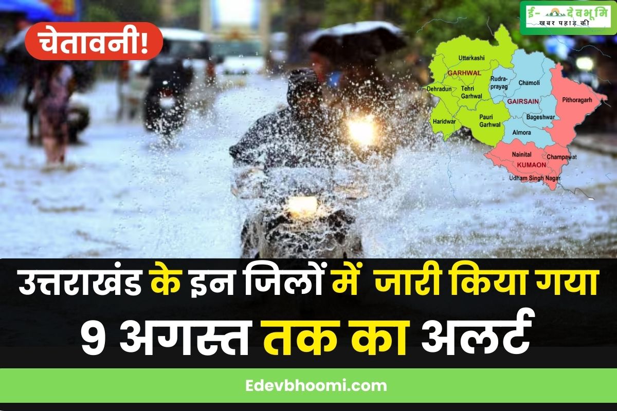 Warning! Alert issued till August 9 in these districts of Uttarakhand