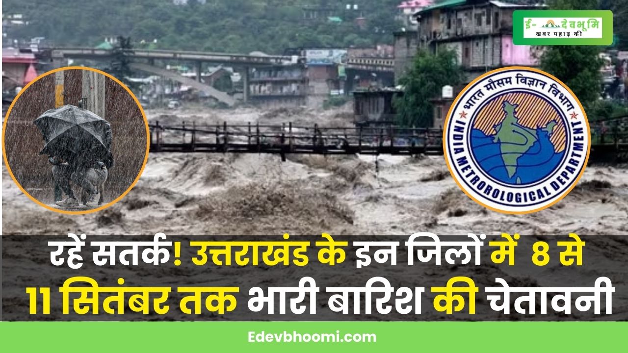 Warning of heavy rain in Uttarakhand from 8 to 11 September
